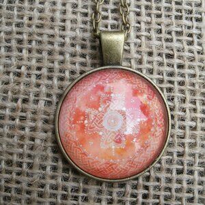 Celtic 4 Directions Knotwork Glass Cabochon Pendant Necklace